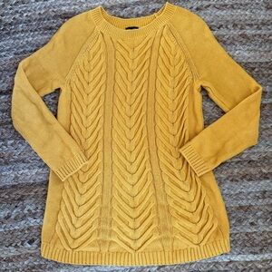 Talbots Small Mustard Yellow 100% Cotton Knit Crewneck Sweater